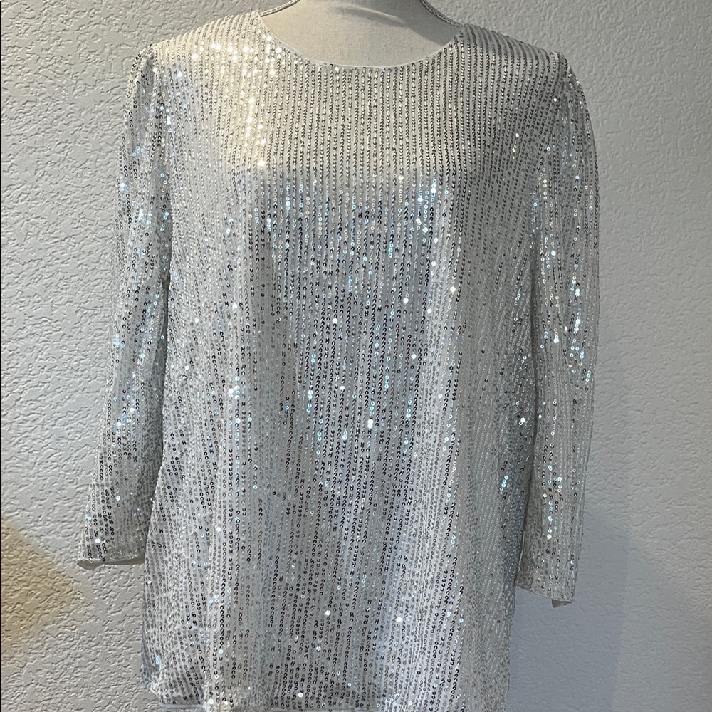 Jasambac Silver Sequence Blouse Size XL